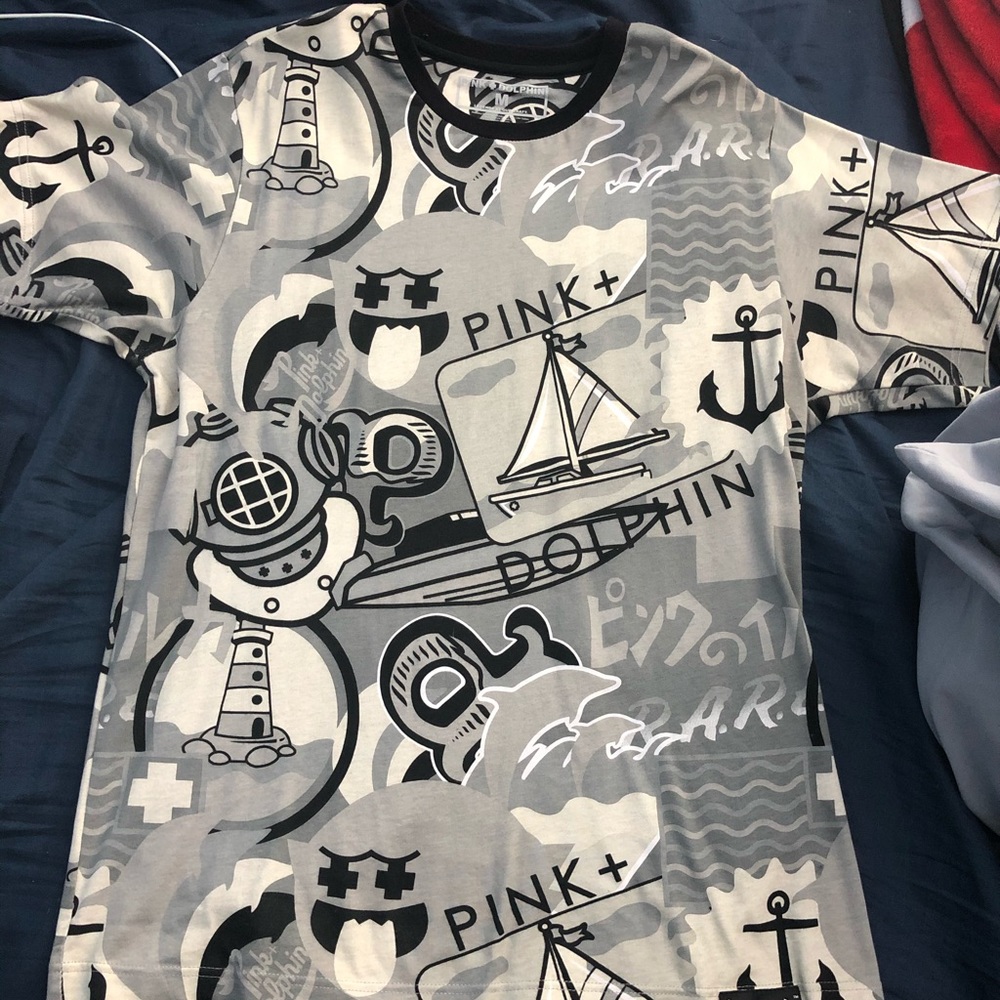 Pink Dolphin “B&W ghost” short sleeve size Medium